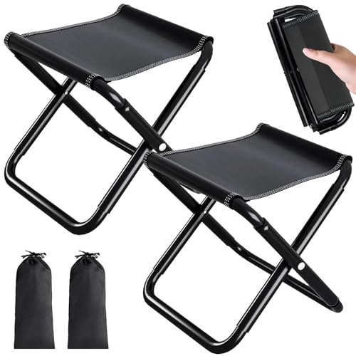 CHENBOOW Tragbarer Klapphocker,2 Stück Camping Hocker 30cm,Campinghocker,Gartenhocker,Leicht Sitz Falthocker,Klappstuhl,Mini-Klapphocker,mit Aufbewahrungsbeutel,für Reisen Wandern Garten von CHENBOOW