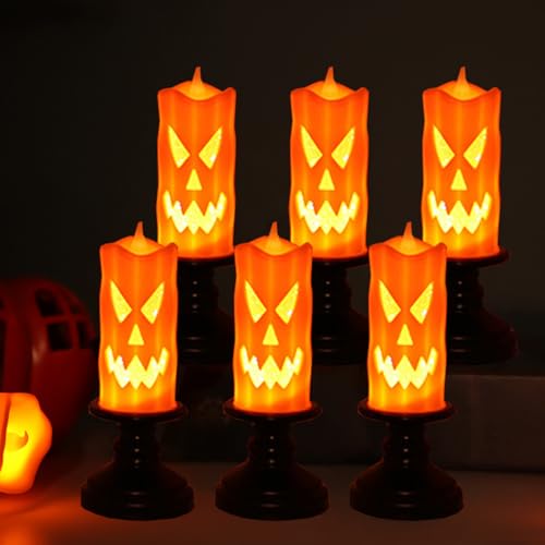 CHENBOOW LED Kerzen,6 Stück Kürbis Laterne,Halloween Deko,LED Teelichter,Flammenlose Teelichter,Horror Garten Teelicht,Tischdeko Halloween,für Karneval,Fasching,Mottoparty,Heimdekoration CHENBOOW LED Kerzen,6 Stück Kürbis Laterne,Halloween Deko,LED Teelichter,Flammenlose Teelichter,Horror Garten Teelicht,Tischdeko Halloween,für Karneval,Fasching,Mottoparty,Heimdekoration von CHENBOOW