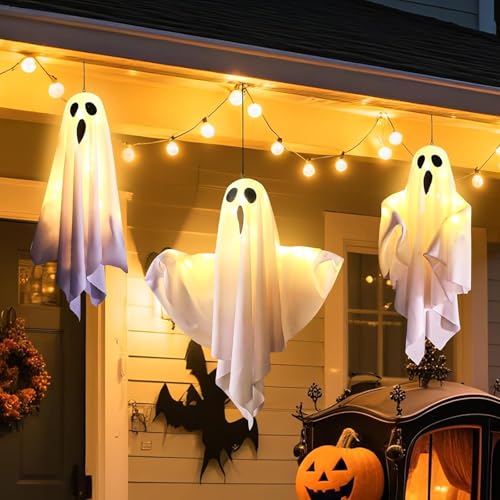 Hängende Geister mit Lichterketten,3 Stück Halloween Deko Outdoor,Hanging Ghost,Leuchtende Geist,Hängen Geistergesicht mit Lichter,für Halloween Terrasse Karneval Baum Veranda Patio Rasen Hängende Geister mit Lichterketten,3 Stück Halloween Deko Outdoor,Hanging Ghost,Leuchtende Geist,Hängen Geistergesicht mit Lichter,für Halloween Terrasse Karneval Baum Veranda Patio Rasen von CHENBOOW