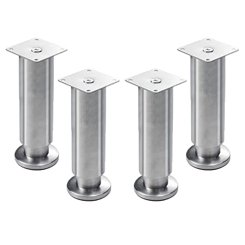 4 Stück Möbelfüße Gebürstetem Edelstahl Möbelbeine Verstellbare Metallfüsse Sofafüße Ersatz Stützbeine für Schreibtisch Schrank Tisch Kleiderschrank Bett Füße, Silber (12cm/4.7in) von CHENCHEN96