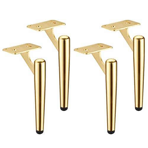 4 Stück Möbelfüße Metall Möbelbeine Gold Schrankfüsse DIY Ersatz Sofafüße Stützfuß Hardware-Zubehör, für Schreibtisch Bett TV-Schränke Arbeitsplatte (30cm/11.8in) von CHENCHEN96