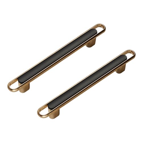 CHENCHEN96 Schwarze Badezimmerschrankgriffe 2 Stück Goldene Möbelgriffe Zinklegierung Schrankknöpfe Kleiderschrankgriffe für Küche Badezimmer (Hole Distance 96mm) von CHENCHEN96