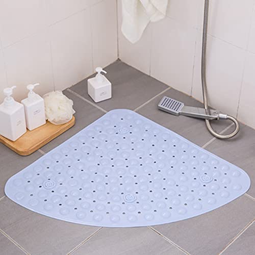 CHENCHEN96 Sector Eck-Badematte rutschfeste PVC Duschmatte mit Saugnapf und Ablaufloch, 65 x 65 cm Dick Langlebig Weich Antibakteriell, 4 Farben (Light Blue) von CHENCHEN96