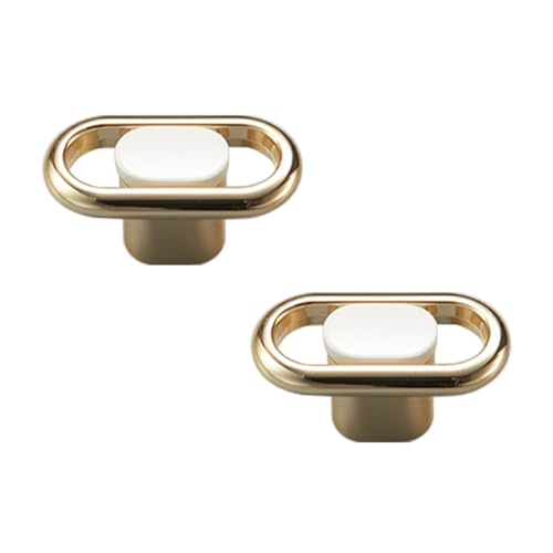 CHENCHEN96 Weiße Schranktürgriffe Goldene Schubladenknöpfe Küchenschrankgriffe 2 Stück Zinklegierung Kleiderschrankgriffe mit Befestigungsschrauben (Single Hole) von CHENCHEN96