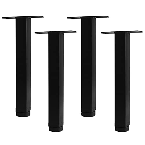 Schwarze Bettfüße Verstellbare Möbelbeine T-Förmige Möbelfüße Bettrahmen Stützfuß Vierkantrohr Metallfüsse für Bett Schreibtisch Schränke Füße, 4 Stück (35cm/13.8in) von CHENCHEN96