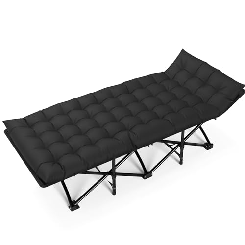 CHENDY Campingbett mit Matratze – robuste, faltbare Kinderbetten für Erwachsene, 1200D doppellagiges Oxford-Campingbett für Camping, Reisen, Zelt, Tag, Outdoor & Zuhause, Gäste (176 x 64 cm, schwarz) von CHENDY