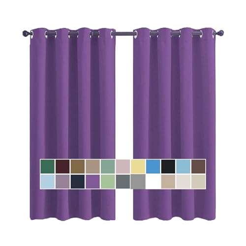 CHENG Doppellagige VerdunklungsvorhäNge, Verdunklung Ösenvorhang, Blickdicht Geräuschreduzierung Einfach Anzubringen, für Wohnzimmer Schlafzimmer Küche, 160x140cm(HöhexBreite), Violett, 2er Set von CHENG