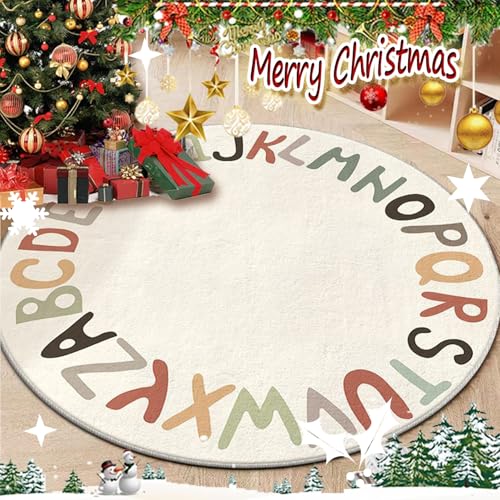 CHENG Extra Weich Runder Teppich Kinderzimmer (Verschiedene Größen und Muster), Kinderteppich Waschbare Flauschige für Mädchen und Jungen, Antiallergen rutschfest Babyzimmer Teppich, Ø 110cm von CHENG