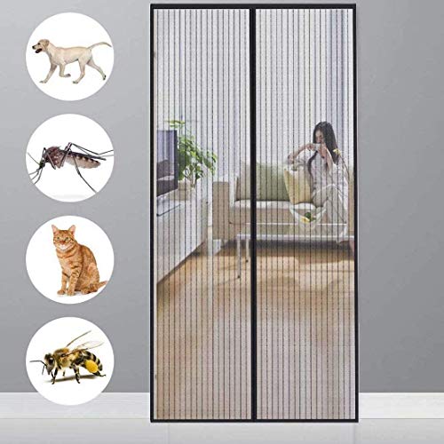 CHENG Magnet Fliegengitter Tür, Insektenschutz balkontür magnetisch 170x210cm, Kinderleichte Klebemontage Ohne Bohren Balkon fliegengitter tür für Türen/Patio/Windows, Schwarz von CHENG