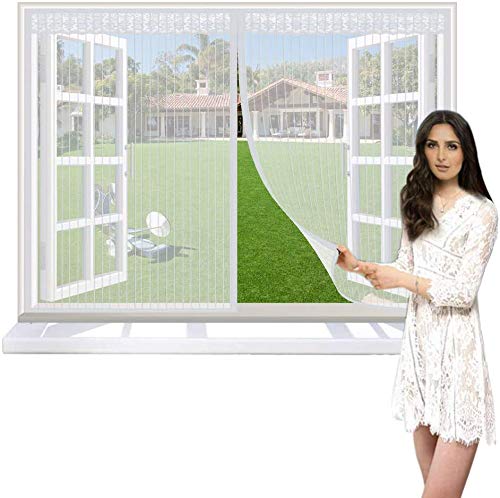 CHENG Magnet Fliegengitter Tür 55x55cm, Fenster Magnet Fliegenvorhang, Anti-Mosquito Insekt Hände frei Luft kann frei strömen, for Türen/Patio - Weiß von CHENG