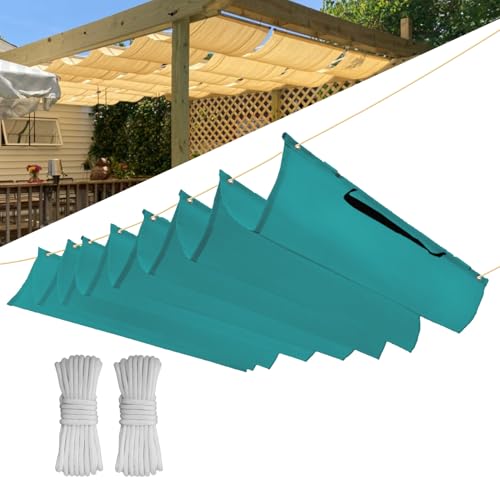 Einziehbar Welle Sonnensegel 0.7x4M(BxL), Verstellbar Schattenabdeckung, Wasserdicht Sonnenschutz Sonnenschutz Schutz vor UV- Strahlungen für Pergola Garten Schattenabdeckung - Türkis von CHENG