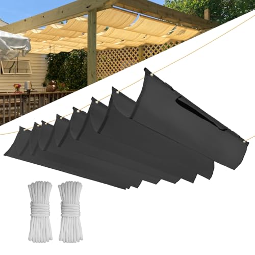 Einziehbar Welle Sonnensegel 0.8x7.5M(BxL), Verstellbar Schattenabdeckung, Wasserdicht Sonnenschutz Sonnenschutz Schutz vor UV- Strahlungen für Pergola Garten Schattenabdeckung - Dark Graphit von CHENG