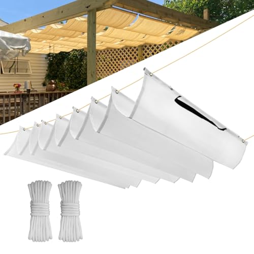 Einziehbar Welle Sonnensegel 0.9x4M(BxL), Verstellbar Schattenabdeckung, Wasserdicht Sonnenschutz Sonnenschutz Schutz vor UV- Strahlungen für Pergola Garten Schattenabdeckung - Weiss von CHENG