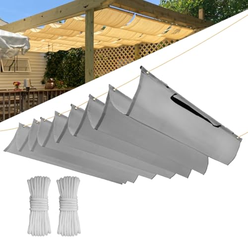 Einziehbar Welle Sonnensegel 0.9x6M(BxL), Verstellbar Schattenabdeckung, Wasserdicht Sonnenschutz Sonnenschutz Schutz vor UV- Strahlungen für Pergola Garten Schattenabdeckung - Grauweiß von CHENG