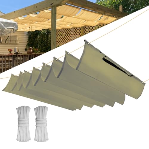 Einziehbar Welle Sonnensegel 1.8x9.5M(BxL), Verstellbar Schattenabdeckung, Wasserdicht Sonnenschutz Sonnenschutz Schutz vor UV- Strahlungen für Pergola Garten Schattenabdeckung - Khaki von CHENG