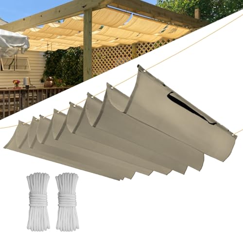 Einziehbar Welle Sonnensegel 1x5.5M(BxL), Verstellbar Schattenabdeckung, Wasserdicht Sonnenschutz Sonnenschutz Schutz vor UV- Strahlungen für Pergola Garten Schattenabdeckung - Khaki von CHENG