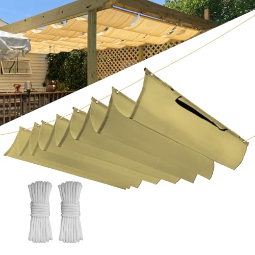 Einziehbar Welle Sonnensegel 2.5x9.5M(BxL), Verstellbar Schattenabdeckung, Wasserdicht Sonnenschutz Sonnenschutz Schutz vor UV- Strahlungen für Pergola Garten Schattenabdeckung - Beige von CHENG