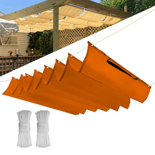 Einziehbar Welle Sonnensegel 3.5x10M(BxL), Verstellbar Schattenabdeckung, Wasserdicht Sonnenschutz Sonnenschutz Schutz vor UV- Strahlungen für Pergola Garten Schattenabdeckung - Orange von CHENG