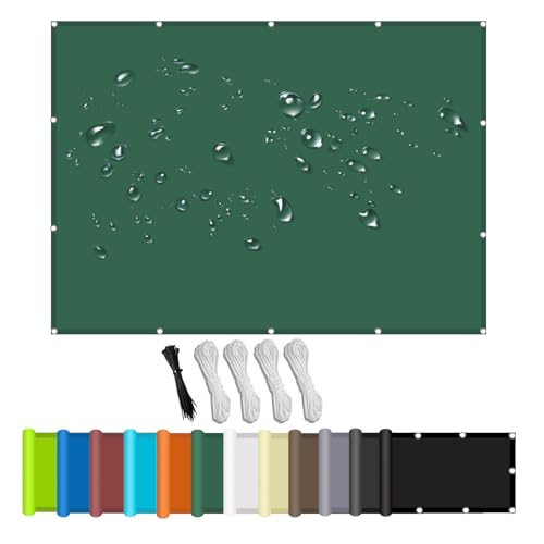 Sonnenschutz Netz,Balkon Terrasse Windschutz,Wasserdicht markisenstoff,Sonnenschutz Windschutz Balkon Terrasse 95% Uv-Schutfür Gartenanlagen, Camping und Freizeit Dunkelgrün 1.5x5m von CHENG