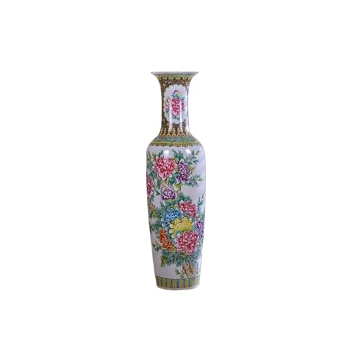 Blumenvase, Elegante chinesische Bodenvase aus Keramik in Pastellfarben als Dekoration for Zuhause und Wohnzimmer, perfekt for Blumenarrangements, Büroeröffnungen und modernes Innendesign(L) von CHENGAIJIAN