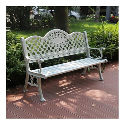 CHENGAIJIAN Außenbank, Aluminiumguss-Parkbank for den Außenbereich, Terrasse, Freizeitstuhl, Balkon, Garten, Aluminiumbank Gartenbank(White) von CHENGAIJIAN