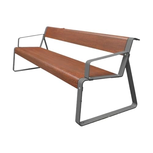 CHENGAIJIAN Außenbank, Parkbank aus Edelstahl mit Rückenlehne, langlebige Gartenbank aus Eisen for den Außenbereich Gartenbank(Brown,150cm) von CHENGAIJIAN
