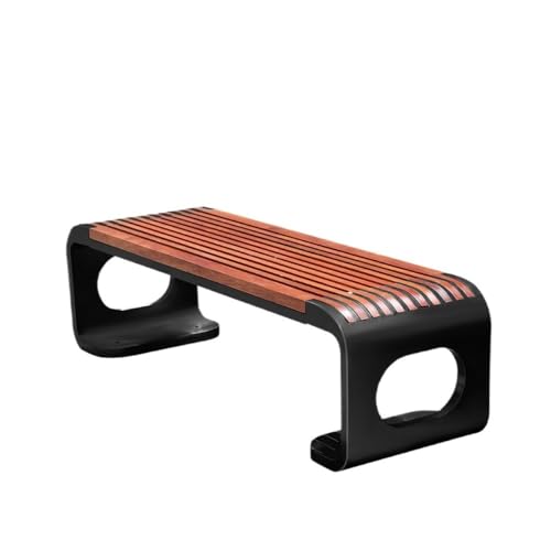 CHENGAIJIAN Außenbank, Parkbank aus Massivholz for den Außenbereich, Gartensitz aus Edelstahl for Terrassenrasen Gartenbank(Black) von CHENGAIJIAN