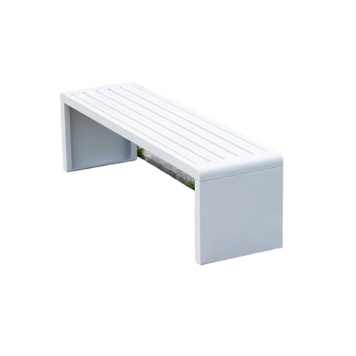 CHENGAIJIAN Außenbank, Parkbank aus Zinklegierung, quadratische Gartenbank im Freien Gartenbank(White) von CHENGAIJIAN