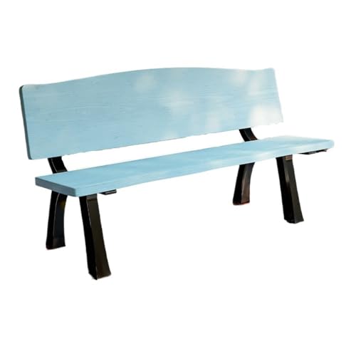 CHENGAIJIAN Außenbank, Parkbank for den Außenbereich, Gartenstuhl mit Rückenlehne aus Aluminiumguss, wetterfestes Holz Gartenbank(Blue,150cm) von CHENGAIJIAN