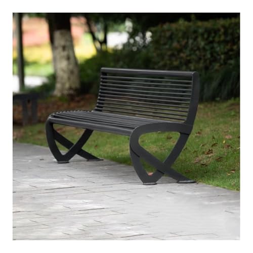 CHENGAIJIAN Außenbank, Parkbank for draußen – Schmiedeeiserner 2-Personen-Gartenstuhl Gartenbank(Black,L) von CHENGAIJIAN
