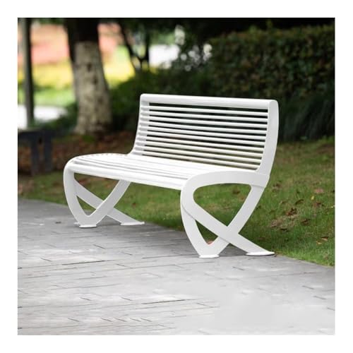 CHENGAIJIAN Außenbank, Parkbank for draußen – Schmiedeeiserner 2-Personen-Gartenstuhl Gartenbank(White,L) von CHENGAIJIAN