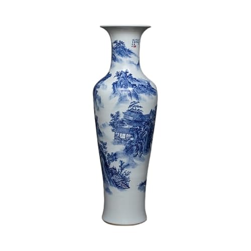 CHENGAIJIAN Blumenvase, Keramik blau Landschaft bodenvase Wohnzimmer blumenarrangement dekorative Geschenk Ornamente(L) von CHENGAIJIAN