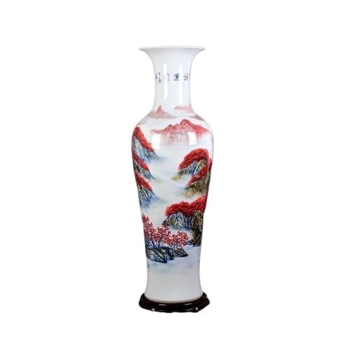 CHENGAIJIAN Blumenvase, Keramik handbemalte Glasur rot und blau Landschaft Bodenvase Home Wohnzimmer dekorative Ornamente von CHENGAIJIAN