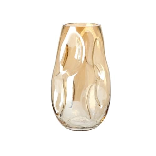 CHENGAIJIAN Blumenvase, Moderne, einfache und unregelmäßige, speziell geformte Buntglasvase, Wohnzimmer-Desktop-Blumenarrangement, Heimdekoration(L) von CHENGAIJIAN