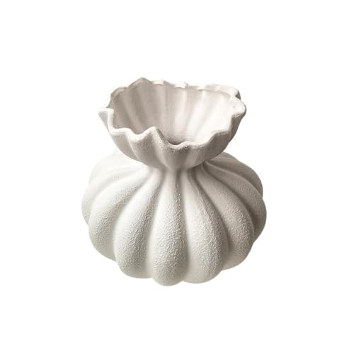CHENGAIJIAN Blumenvase, Schwarze Keramikvase for den Wohnzimmertisch, getrocknete Blumenarrangements, dekorative Arrangements(White) von CHENGAIJIAN
