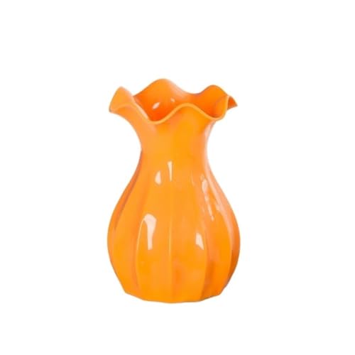 CHENGAIJIAN Blumenvase, Skandinavische Blumenvase aus Kunststoff for Trockenblumen, Wohnzimmerdekor(Orange) von CHENGAIJIAN