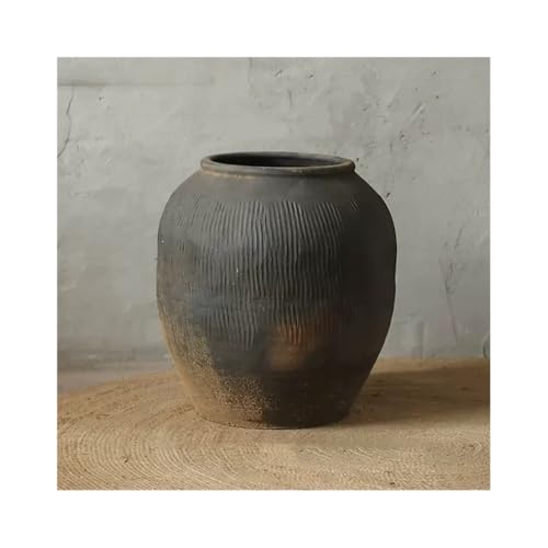CHENGAIJIAN Blumenvase, Vintage Keramik Bodenvase, großer runder Grauer Keramik Pflanzentopf for Wohndekoration(S) von CHENGAIJIAN