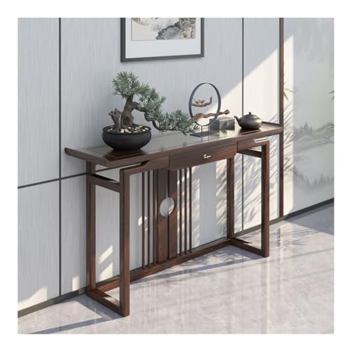 CHENGAIJIAN Eingangstisch, Eingangstisch aus Massivholz – Schlichter Zen-Konsolenschrank for Flur und Wohnzimmer Konsolentisch(Dark Brown,100cm) von CHENGAIJIAN