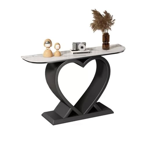 CHENGAIJIAN Eingangstisch, Konsolentisch mit Kunstmarmorplatte – Eingangstisch – moderner Akzenttisch for Wohnzimmer, Foyer und Flur Konsolentisch(Black,L) von CHENGAIJIAN
