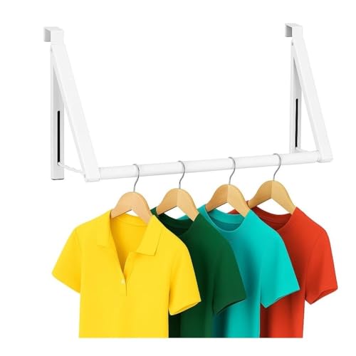 CHENGAIJIAN Garderobenständer Wandhalterung Faltbarer Türhänger for Handtücher, Mäntel und Kleidung – Organizer for Schlafzimmer, Badezimmer, Büro(White) von CHENGAIJIAN