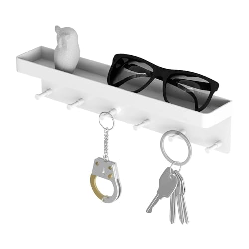 CHENGAIJIAN Garderobenständer Wandhalterung Wandregal-Organizer, Schlüsselhalter, Geschirraufhänger, Küchenregal, Badezimmer, 6 Haken(White) von CHENGAIJIAN