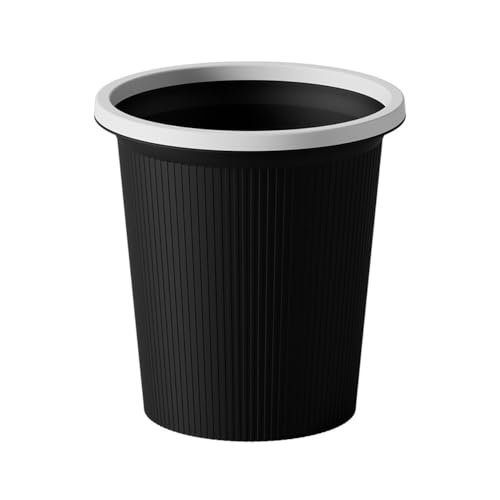 CHENGAIJIAN Mülleimer, Deckelloser Küchenmülleimer mit Druckring, einfacher Badezimmermülleimer for den Haushalt Mülleimer(Black,M) von CHENGAIJIAN
