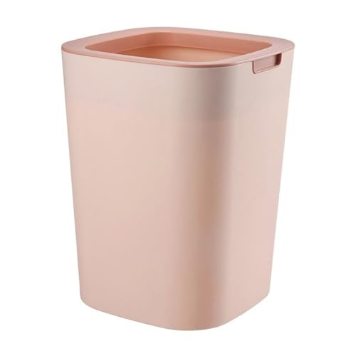 CHENGAIJIAN Mülleimer, Quadratischer Mülleimer ohne Deckel, 12 l, Kunststoff-Abfallkorb mit Druckring for das Home Office Mülleimer(Pink) von CHENGAIJIAN