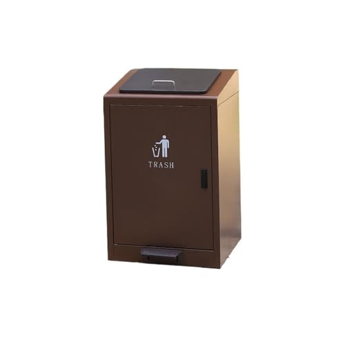 CHENGAIJIAN Mülleimer 80L/100L gewerblicher Tretmülleimer mit Deckel, for die Außenbürogemeinschaft(Brown,80L) von CHENGAIJIAN