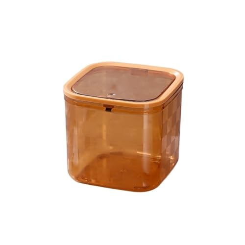 CHENGAIJIAN kleiner Mülleimer Desktop Press Mülleimer mit Deckel for Wohnzimmer & Büro – Kompakt & Stilvoll(Orange,L) von CHENGAIJIAN