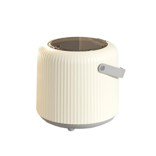 CHENGAIJIAN kleiner Mülleimer Handheld Desktop Mülleimer mit Deckel for Büro Schlafzimmer Auto(Cream) von CHENGAIJIAN