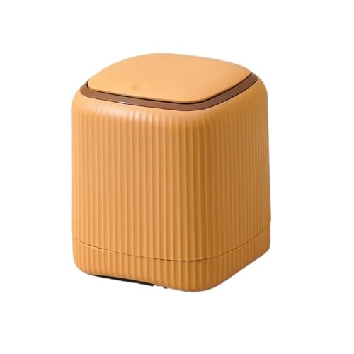 CHENGAIJIAN kleiner Mülleimer Kleiner Mülleimer mit Deckel – Schreibtisch/Schlafzimmer/Büro, kompakter Haushaltsmülleimer(Orange) von CHENGAIJIAN