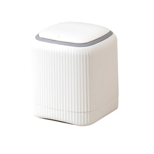 CHENGAIJIAN kleiner Mülleimer Kleiner Mülleimer mit Deckel – Schreibtisch/Schlafzimmer/Büro, kompakter Haushaltsmülleimer(White) von CHENGAIJIAN