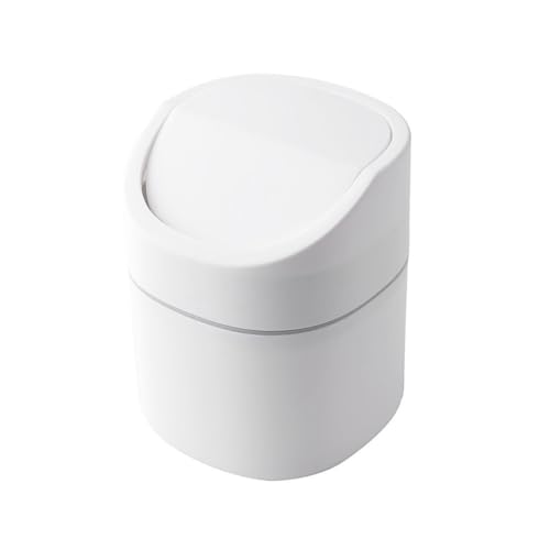 CHENGAIJIAN kleiner Mülleimer Mini-Mülleimer mit Deckel, süßer kleiner Abfalleimer for Schreibtisch, Schlafzimmer, Büro(White) von CHENGAIJIAN