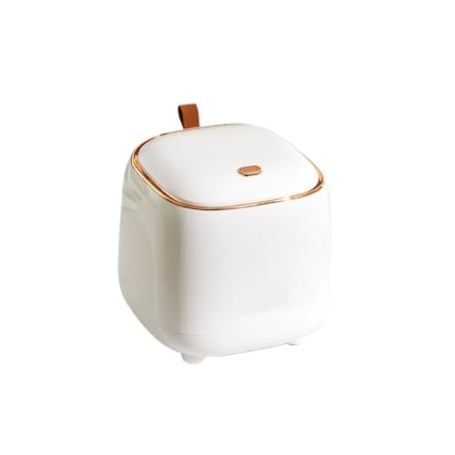 CHENGAIJIAN kleiner Mülleimer Mini-Mülleimer mit Touch-Open-Funktion for den Schreibtisch – kleiner, abgedeckter Mülleimer for Büro/Zuhause(White) von CHENGAIJIAN